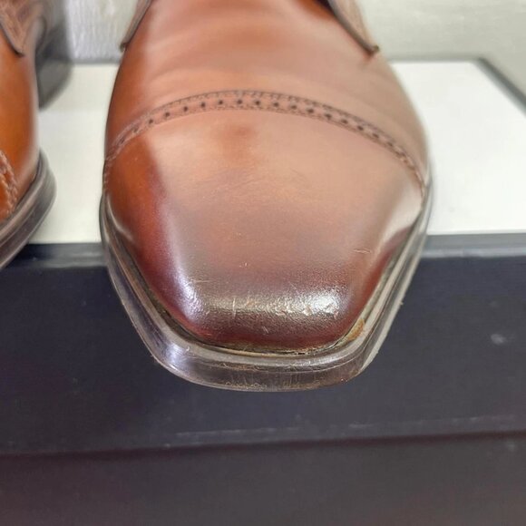 Magnanni 13317 Cap Toe Brown Leather Oxford Dress Shoes Lace up Men's Size 8.5 M - Picture 9 of 13